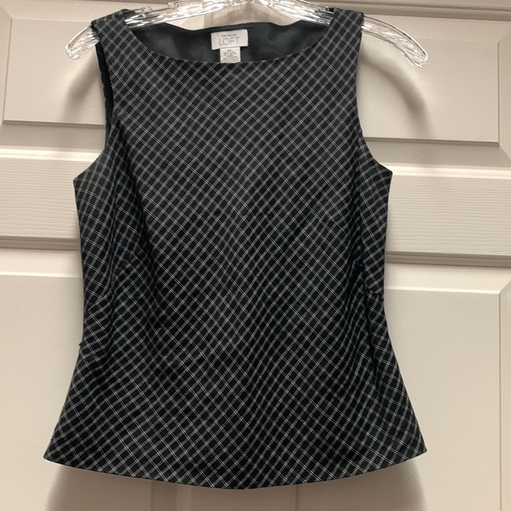 Ann Loft 6P petite black side zip shell tank top business suit layer classic